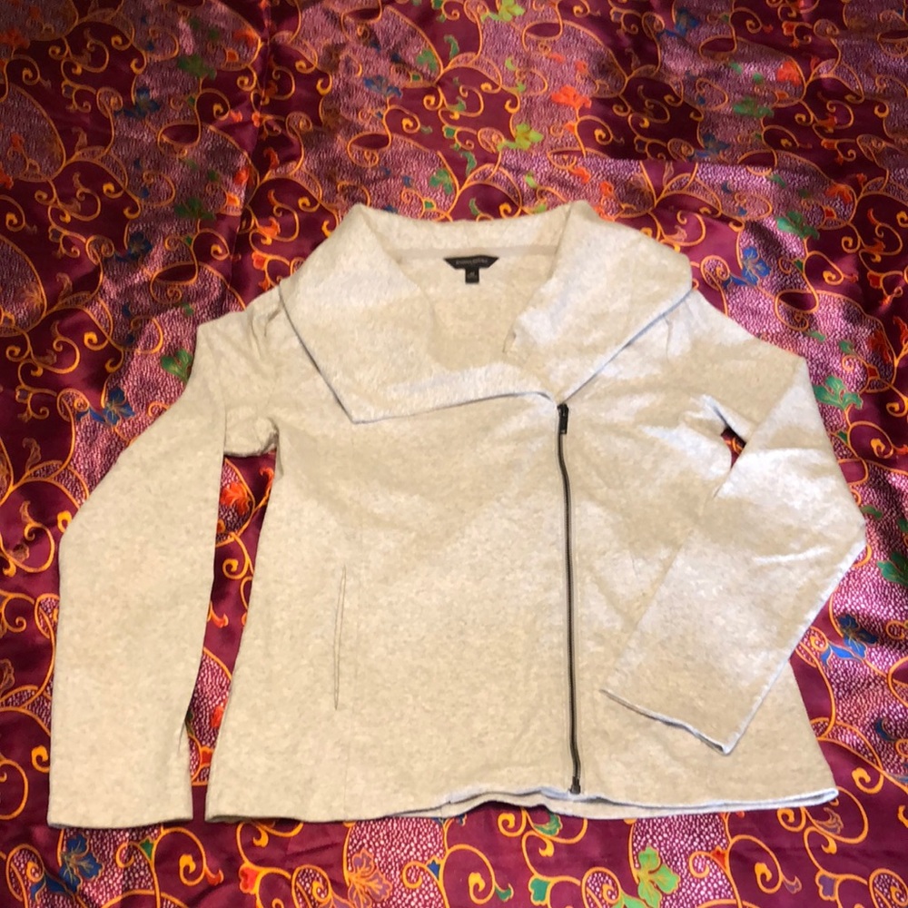 Heather grey knit asymmetrical zippered sweat shirt